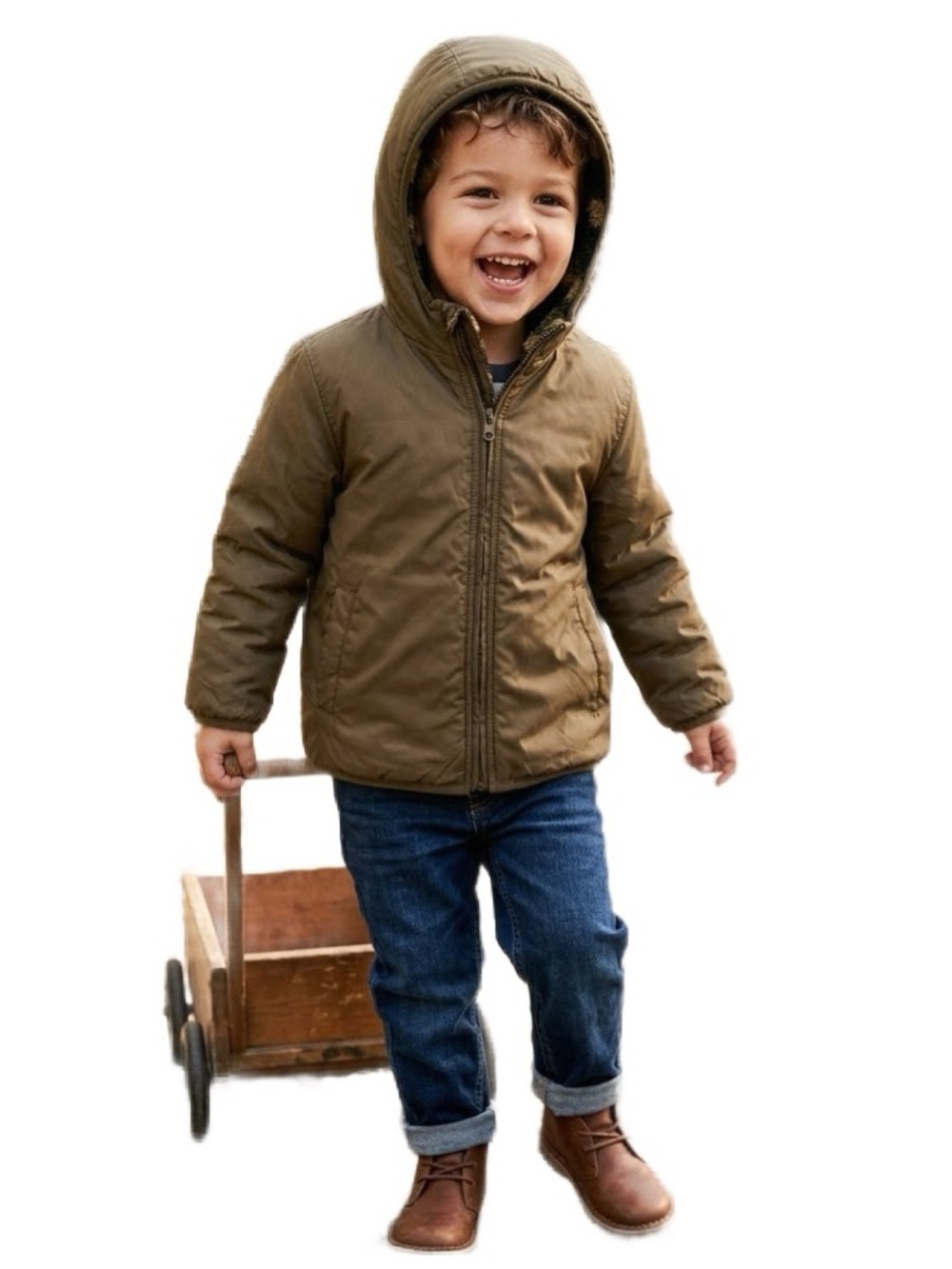 Reversable Sherpa Lined Hooded Zip Jacket Boy Size 4T